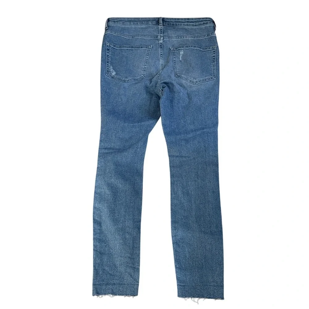 H&M Curvy‎ Jeggings Ultra High Waist Ankle Length Ripped Blue Jeans Women US 12